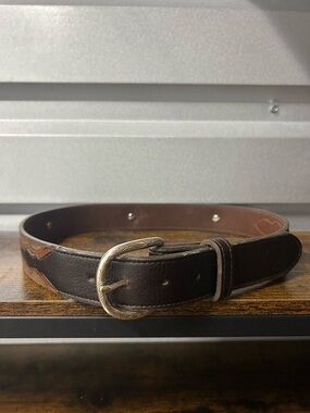 Vintage Texas Leather Belt Sz 32 Western Concho Brown Made in USA Cowboy
